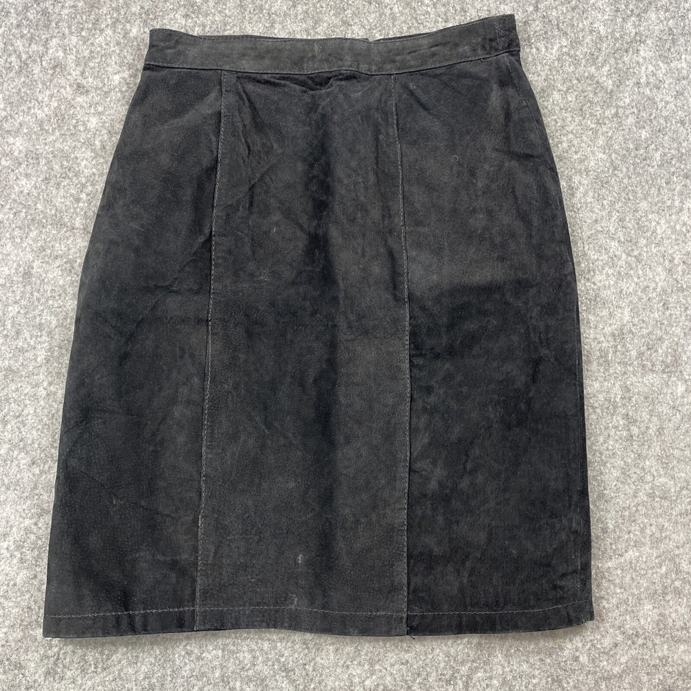 Vintage GIII Black Suede Leather Skirt Size‎ 9/10 (26" waist)  Western 1980-90's